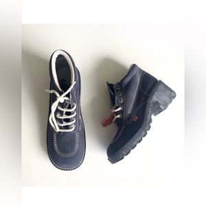 Kickers high navy chunky leather boots